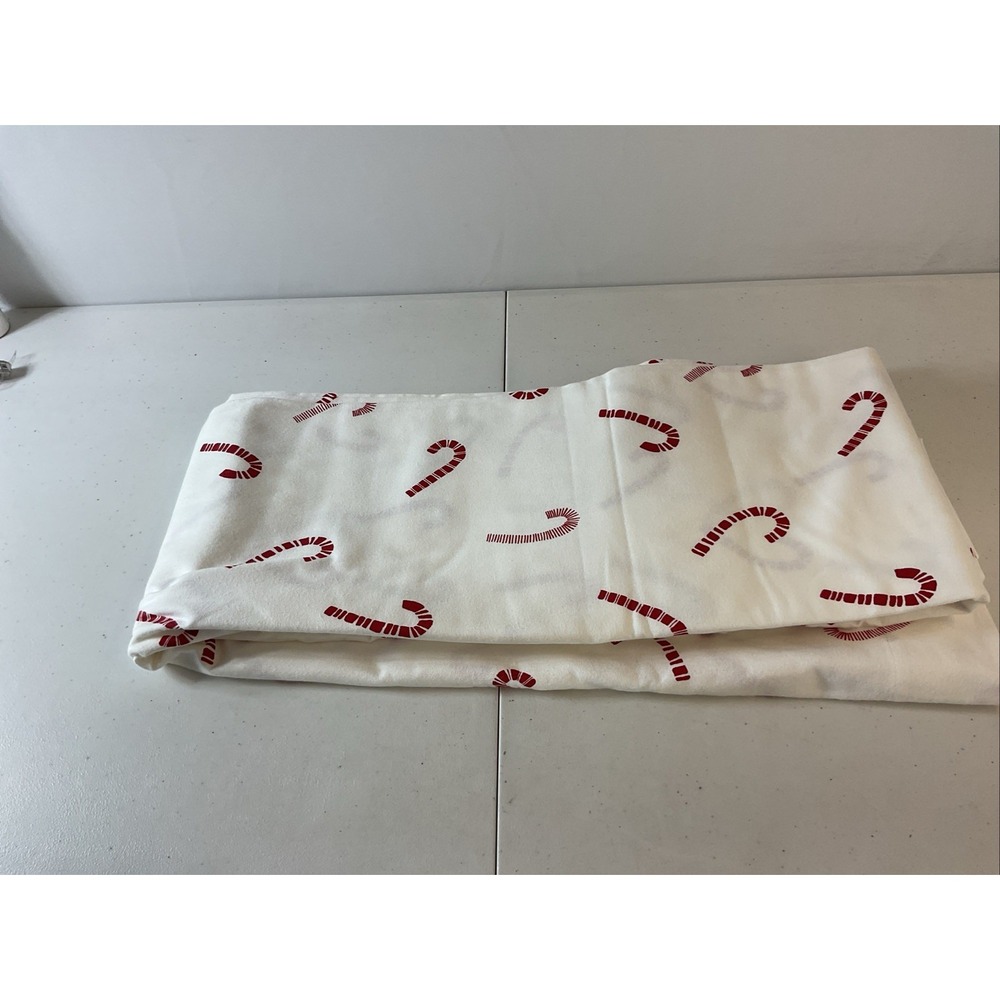 New Garnet Hill Organic Cotton Candy Cane Print‎ Flat Sheet Size Twin Holiday